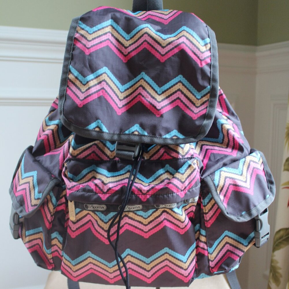 Lesportsac Chevron Drawstring Backpack - image 1